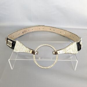 WILDFIRE Black Leather Swarovski Crystal Show Belt Size S/30 Rodeo Cowgirl Bling